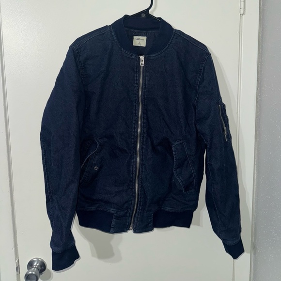 GAP Navy Bomber Mens Jacket Denim Blue Medium - Picture 1 of 2